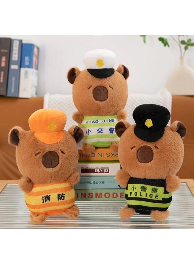 8-inch Plush Doll Toy Crane Machine Dolls Bulk Wedding Favors Street Push Gifts Soft Stuffed Toy Crane Catching Dolls-Color:Police Capybara-Height:8inch - Image 1