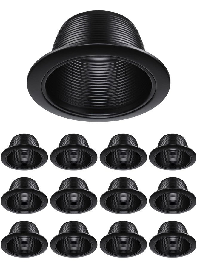 TORCHSTAR 12-Pack 6 Inch Recessed Light Black Baffle Trim with Detachable Ring, Full Metal, Ceiling Can Light Trim for 6 Inch Cans, Fit Halo/Juno Remodel Housing - Image 1