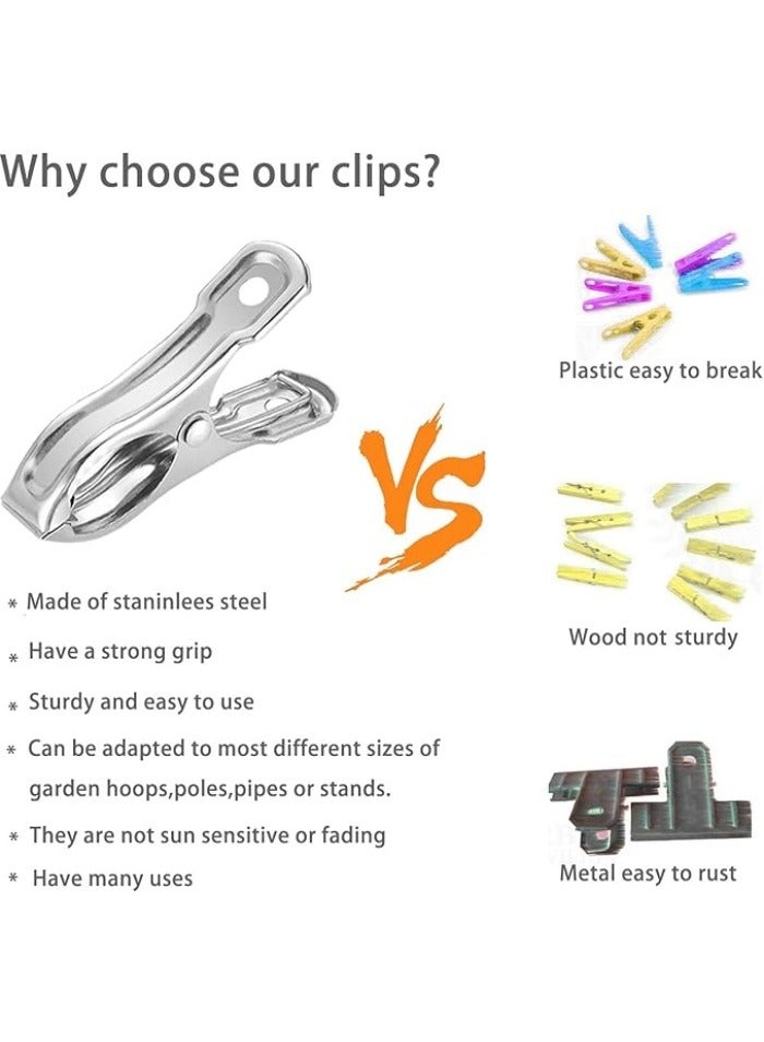 20 Pcs 2inches Gardening Clips for Netting, Greenhouse Clamps Made of Stainless Steel, Have a Strong Grip of Metal Clips, For 3/8'', 1/2'', 3/4'' Garden Hoops or Greenhouse Frame - Image 4