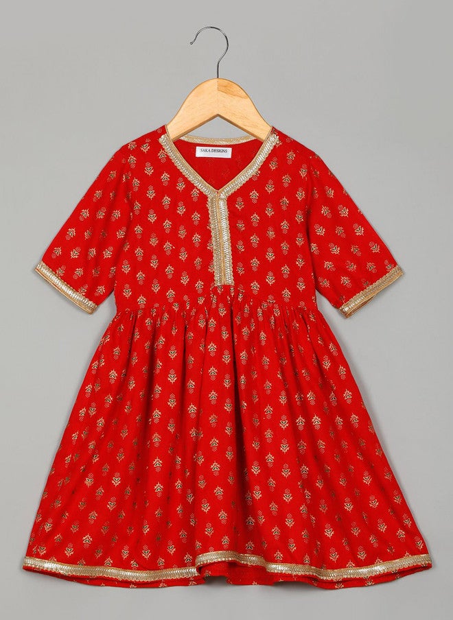 Saka Designs Floral Printed Kurta and Sharara Set for Girls - Image 3