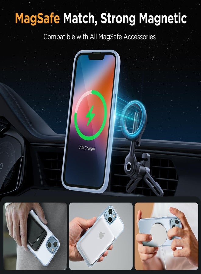 Miracase Magnetic for iPhone 14 Case 6.1 Inch [Compatible with MagSafe] [with 2X Screen Protectors] Military-Grade Protection, Anti-Fingerprint, Slim Phone Cover for iPhone 14 - Light Blue - Image 3