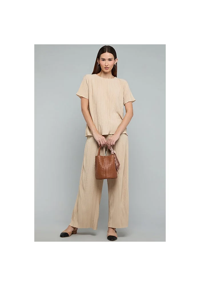 أر أند بي Ribbed Top with Crew Neck and Short Sleeves