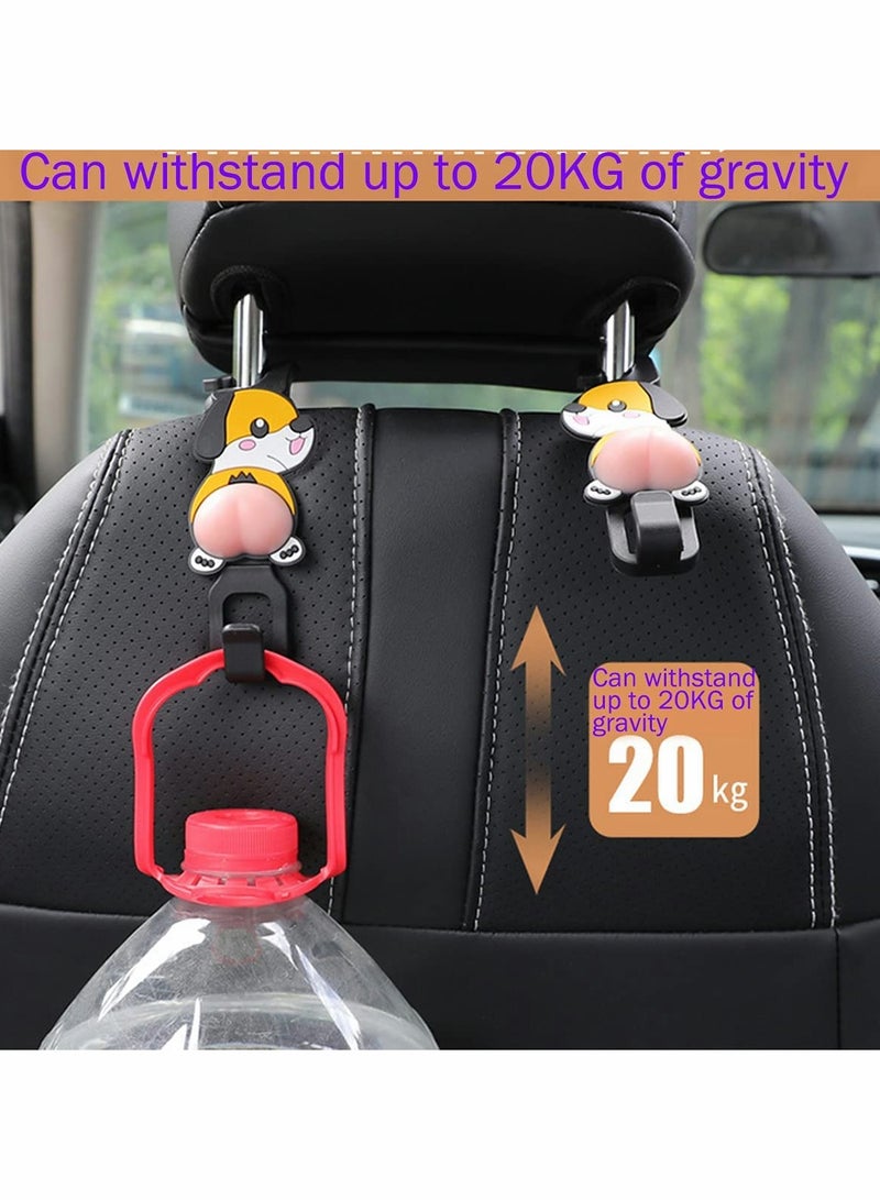 KASTWAVE 4 Pcs Car Storage Hooks Universal Handback Holders, Silicone Car Seat Hanger Clips, Cartoon Back Seat Headrest Hooks Car Organiser - Car Gadgets - Image 3