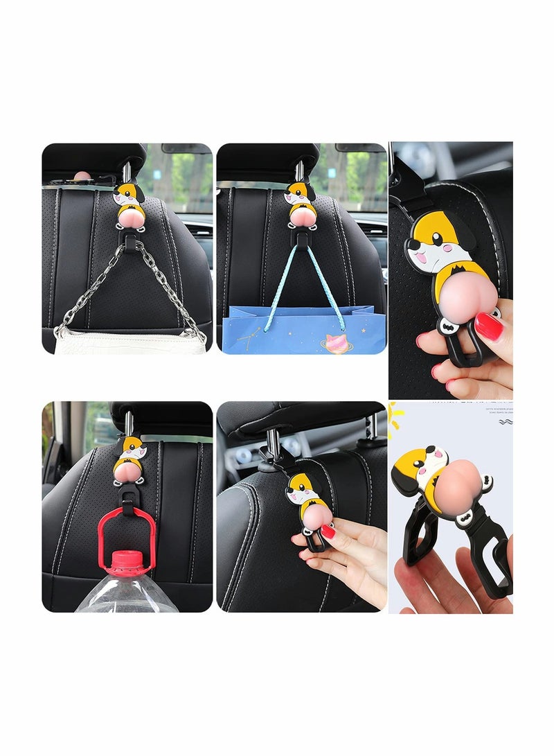KASTWAVE 4 Pcs Car Storage Hooks Universal Handback Holders, Silicone Car Seat Hanger Clips, Cartoon Back Seat Headrest Hooks Car Organiser - Car Gadgets - Image 2