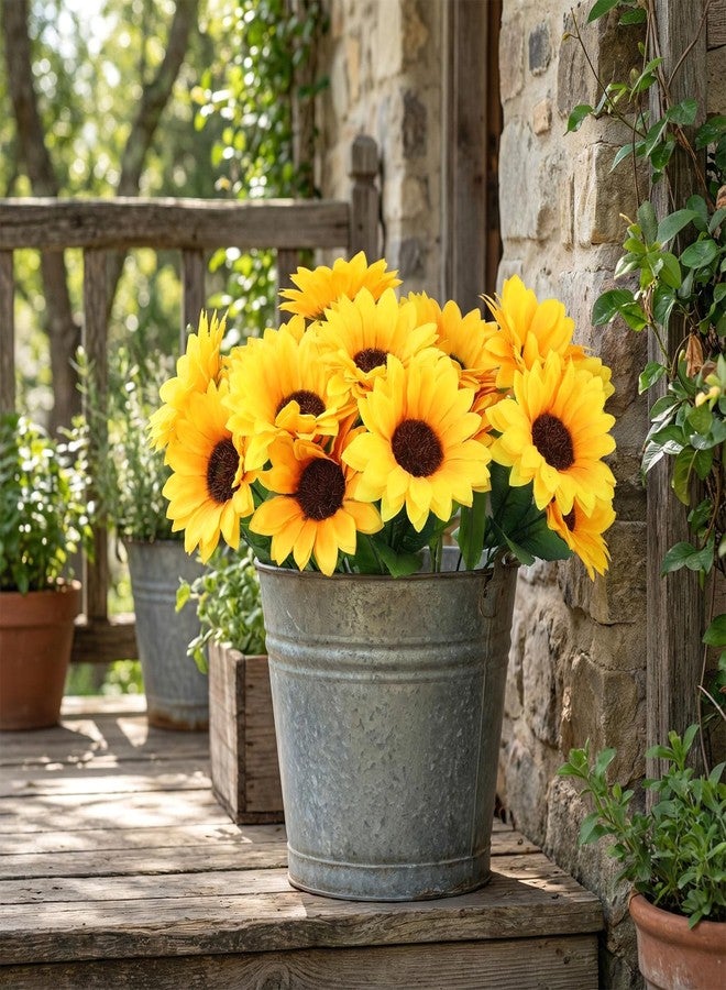 SXoonKing Artificial Sunflowers, Fake Sunflowers Artificial Flowers for Vase, Fall Silk Flowers with Stems for Kitchen Bouquet Wedding Table Home Porch Garden Indoor Outdoor Decor (4 Bundles Total 20 Heads) - Image 5