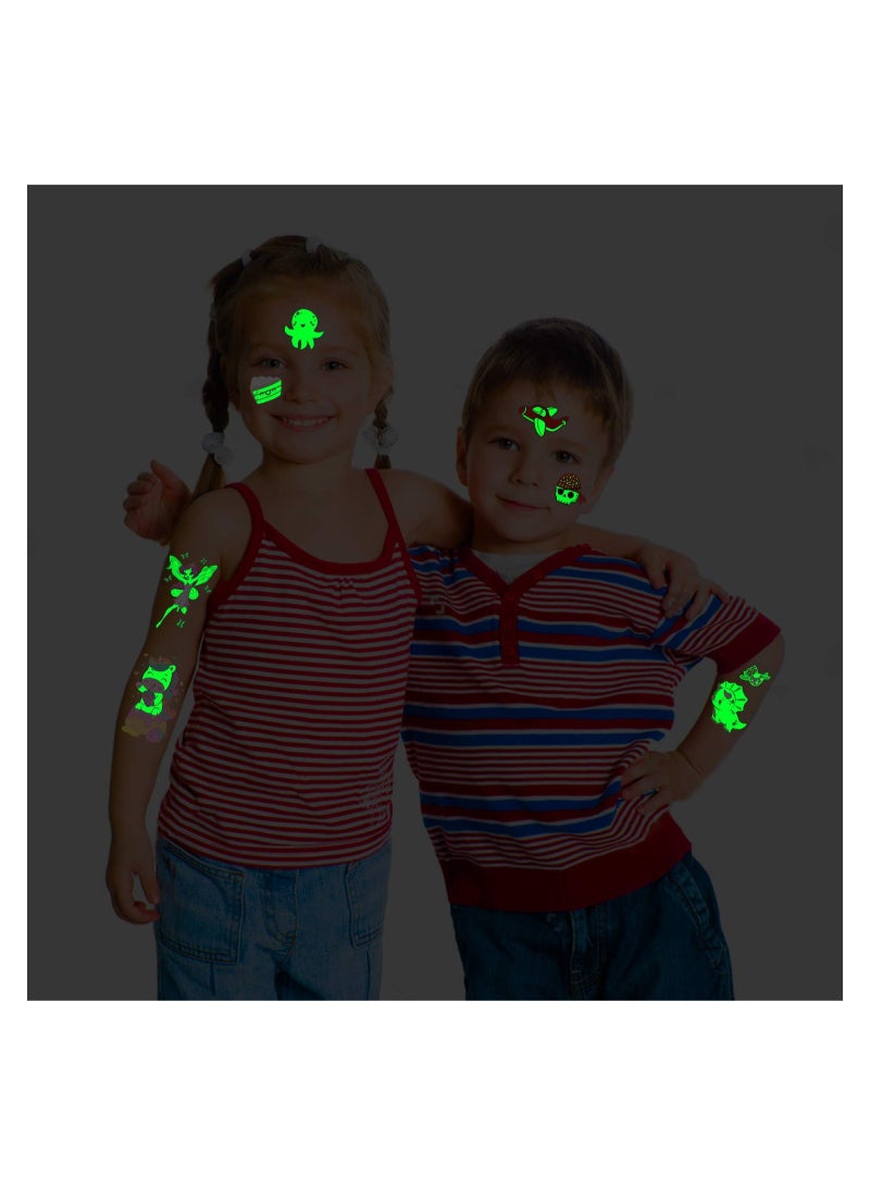 SYOSI 30 Sheets Luminous Temporary Tattoos Mixed Styles Tattoos Stickers with Unicorn Mermaid Dinosaur Outer Space Fake Tattoo Sticker Birthday Decorations Party Favors Supplies for Kids - Image 3