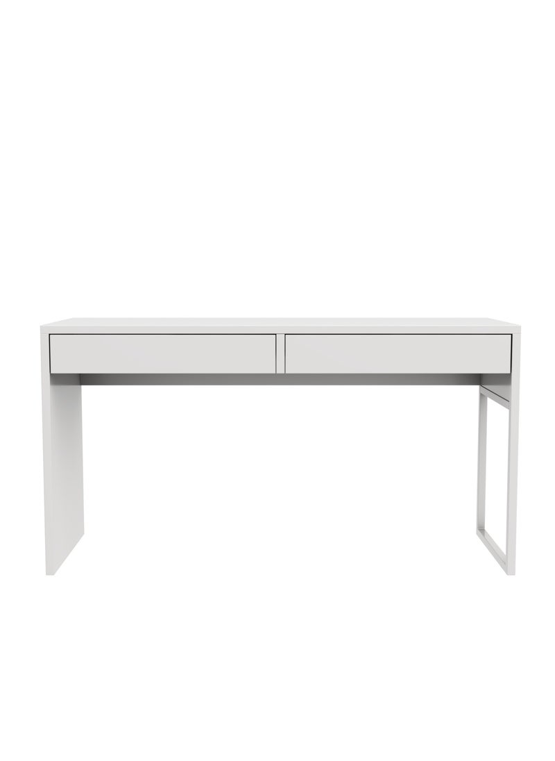 RIGID - مكتب محطة عمل خشبي مع درج تخزين أبيض 75x142x50 سم - Image 1