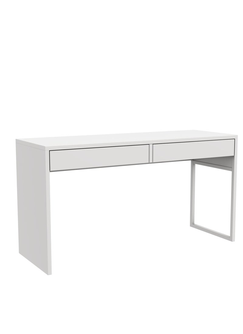 RIGID - مكتب محطة عمل خشبي مع درج تخزين أبيض 75x142x50 سم - Image 1
