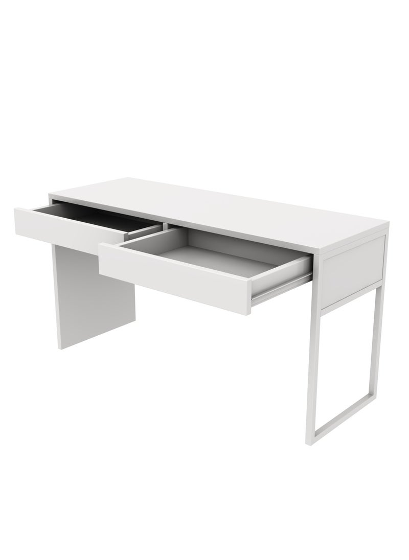 RIGID - مكتب محطة عمل خشبي مع درج تخزين أبيض 75x142x50 سم - Image 1