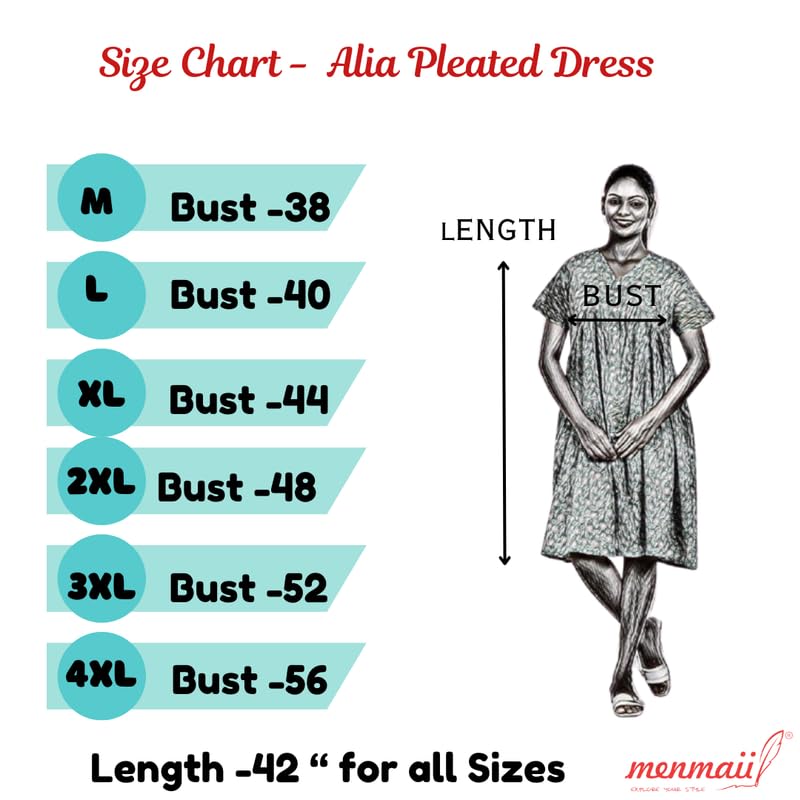 MENMAII Women's Pleated/AliaCut (L to 4XL)- Front Open/Button Down/Maternity/Feeding/Elderly/Hospital Use Short Length Dress - [LightPink-3XL] - Image 5