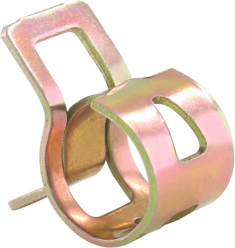 Rierdge 60 Pcs 6mm ID Spring Band Type Clamps, 1/4" Fuel Hose Clamps Fasteners, Golden Spring Hose Clip for Fuel Hose Line Water Pipe Air Tube Silicone Hose - Image 1