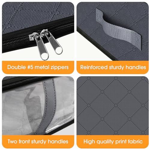 StorageRight Under Bed Storage Bins, 3-Pack 40L Foldable Fabric Storage Bags with Transparent Window, Breathable Organizer for Clothes/Blanket/Comforter/Quilt, Grey - Image 3