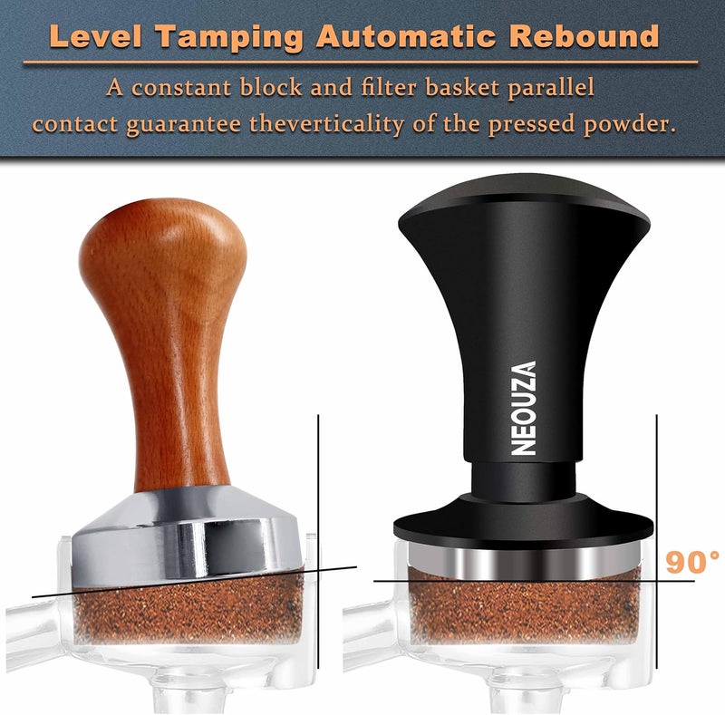 NEOUZA Espresso Tamper V2 508mm Dual Calibrated Spring Loaded for Coffee Machine Portafilter Anti Pressure Deflection Refined Handle Stainless Ripple Base - Image 4