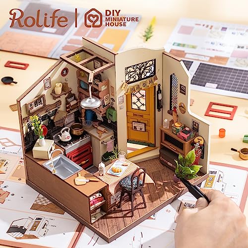 Rolife DIY Miniature Cozy Kitchen House Kit for Adults to Build, Tiny House Making Kit with Furnitures, Halloween/Christmas Decorations/Gifts for Family and Friends (Cozy Kitchen) - Image 5