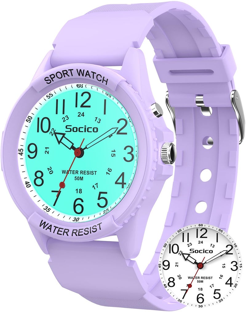 SOCICO Watch for Men Women Big Face Classic Analog Quartz Sports Backlight Unisex Waterproof Nurse Watch for Medical Army Military Time with Second Hand Easy to Read Casual Wristwatch - Image 1