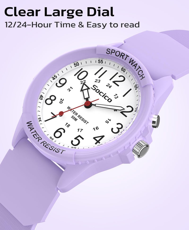 SOCICO Watch for Men Women Big Face Classic Analog Quartz Sports Backlight Unisex Waterproof Nurse Watch for Medical Army Military Time with Second Hand Easy to Read Casual Wristwatch - Image 4