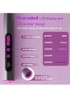 KASTWAVE Cordless Electric Nail Drill Machine, Electric Nail Drill File Professional, Professional Acrylic Nail Drill Machine for Gel, Rechargeable Portable Nail Filer Set, Manicure Pedicure Polishing Tools  - Image 5