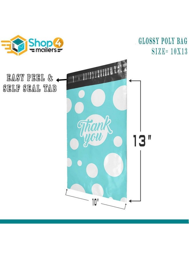 Shop4Mailers 10 X 13 Teal And White Polka Dot Thank You Poly Bag Mailer Envelopes 2 Mil (100 Pack Teal) - Image 2