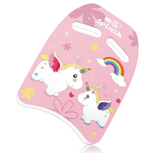 HeySplash Swim Kickboard for Kids, Swimming Kickboard Cute Pattern Swim Training Aid for Children, Pool Exercise Equipments for Beginning Swimmers Safety Swim Board Auxiliary, Light Pink Unicorn - Image 1