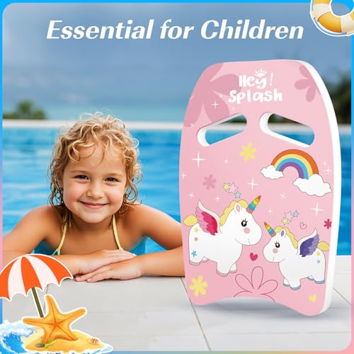 HeySplash Swim Kickboard for Kids, Swimming Kickboard Cute Pattern Swim Training Aid for Children, Pool Exercise Equipments for Beginning Swimmers Safety Swim Board Auxiliary, Light Pink Unicorn - Image 3