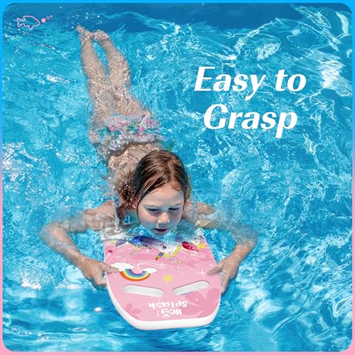 HeySplash Swim Kickboard for Kids, Swimming Kickboard Cute Pattern Swim Training Aid for Children, Pool Exercise Equipments for Beginning Swimmers Safety Swim Board Auxiliary, Light Pink Unicorn - Image 2