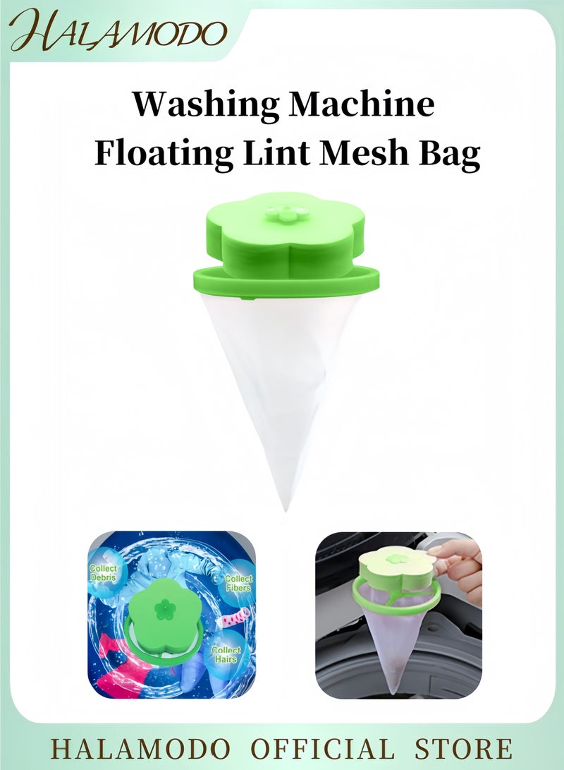 HALAMODO Lint Catcher for Laundry Household Reusable Washing Machine Floating Lint Mesh Bag Pet Hair Filter Washer Lint Trap Net Pouch Washing Machine Lint Remover  - Image 1