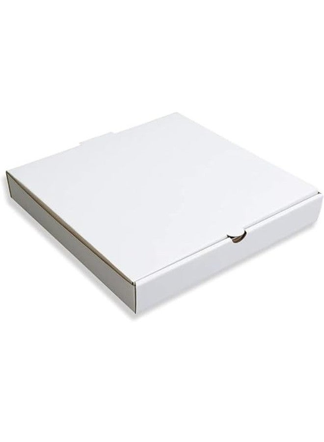 SANDUUQ Corrugated Kraft Cardboard White Color Pizza Box, Cake Boxes (10X10X1.5 inch) Pack of 50 - Image 1