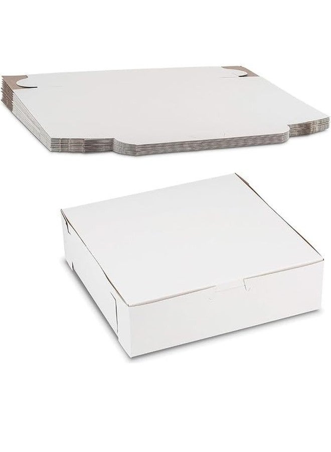 SANDUUQ Corrugated Kraft Cardboard White Color Pizza Box, Cake Boxes (10X10X1.5 inch) Pack of 50 - Image 3