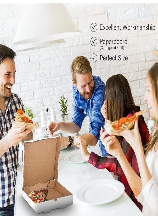 SANDUUQ Corrugated Kraft Cardboard White Color Pizza Box, Cake Boxes (10X10X1.5 inch) Pack of 50 - Image 4