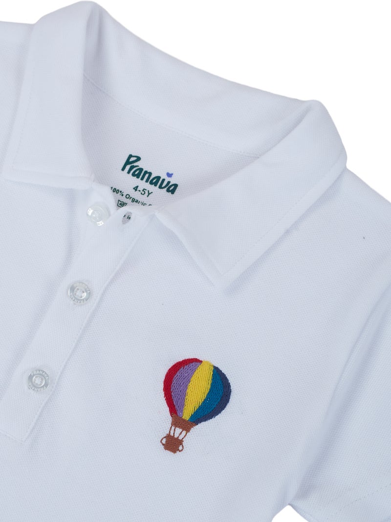 Pranava White Organic Cotton Polo Shirt for Kids - Image 3
