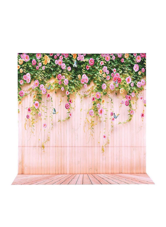 NIBEMINENT Flower Wood Pattern Photography Backdrop 2x3meter Pink/Green/Yellow - Image 1
