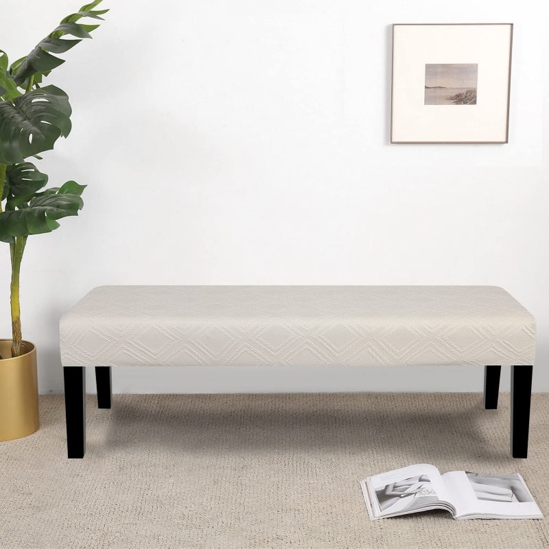 SearchI SearchI Dining Bench Cover  Stretch Washable Upholstered Bench Slipcover  Jacquard Bench Seat Protector  Rectangle Bench Covers for Dining Room  Bedroom  Living Room  Kitchen - Image 2