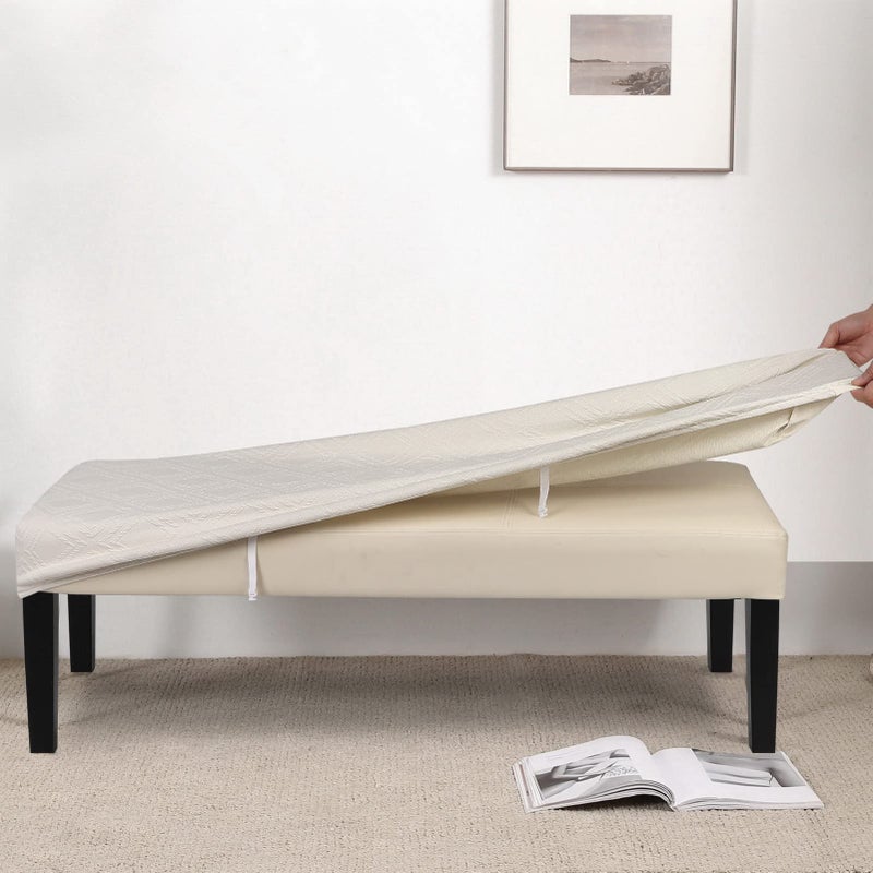 SearchI SearchI Dining Bench Cover  Stretch Washable Upholstered Bench Slipcover  Jacquard Bench Seat Protector  Rectangle Bench Covers for Dining Room  Bedroom  Living Room  Kitchen - Image 3