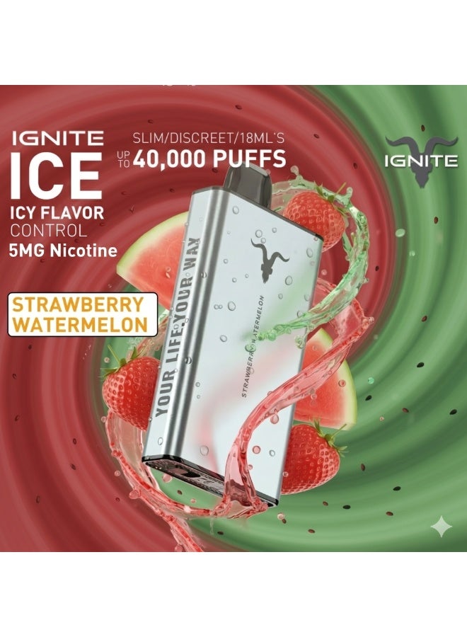ignite Strawberry Watermelon 40000 Puffs 5mg Nicotine Rechargeable Disposable Vape - Image 2
