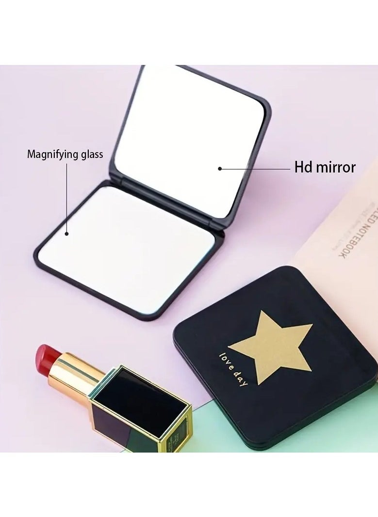 ORiTi - 2 PCS Star Moon Cat Heart Pattern Square Folding Mirror Double Side Compact Mirror Adorable Vanity Mirror For Purse Perfect For Travel And Touch ups - Image 1