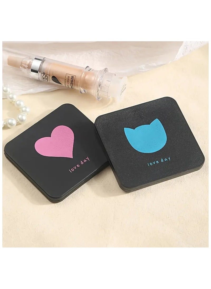 ORiTi - 2 PCS Star Moon Cat Heart Pattern Square Folding Mirror Double Side Compact Mirror Adorable Vanity Mirror For Purse Perfect For Travel And Touch ups - Image 1