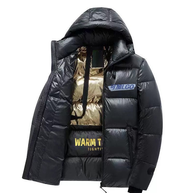 Black Gold Cotton-Padded Coat Winter Cotton-Padded Coat Men'S And Women'S Plus Size Hooded Jacket Cotton-Padded Jacket Thickened Warm - Image 2