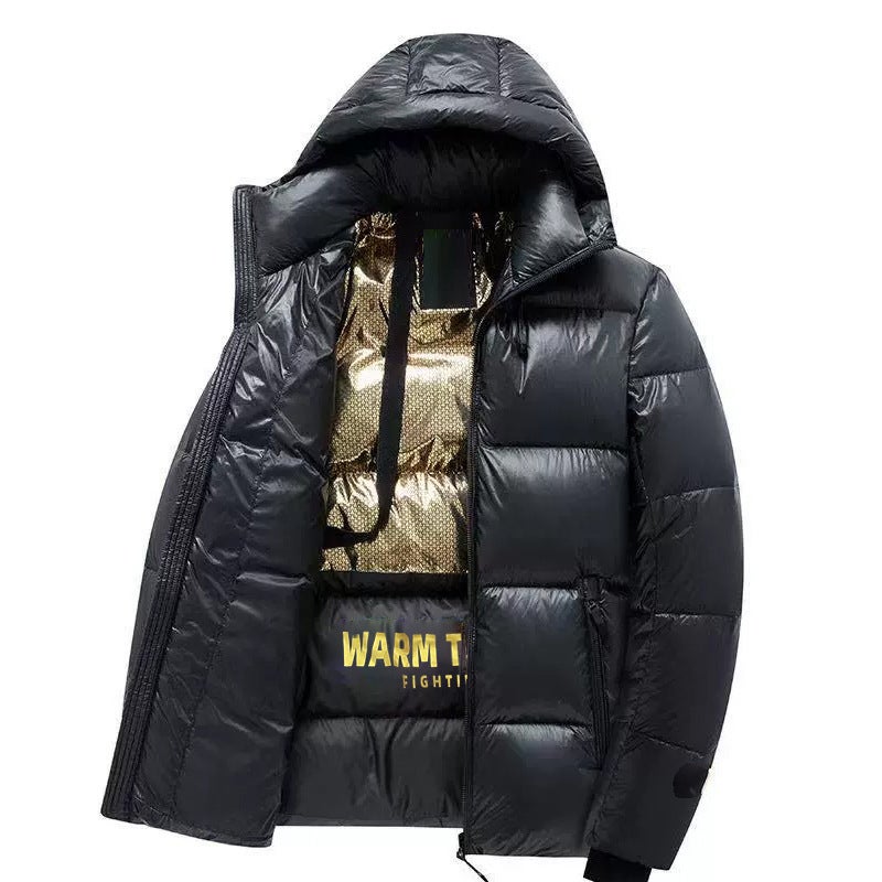 Black Gold Cotton-Padded Coat Winter Cotton-Padded Coat Men'S And Women'S Plus Size Hooded Jacket Cotton-Padded Jacket Thickened Warm - Image 1