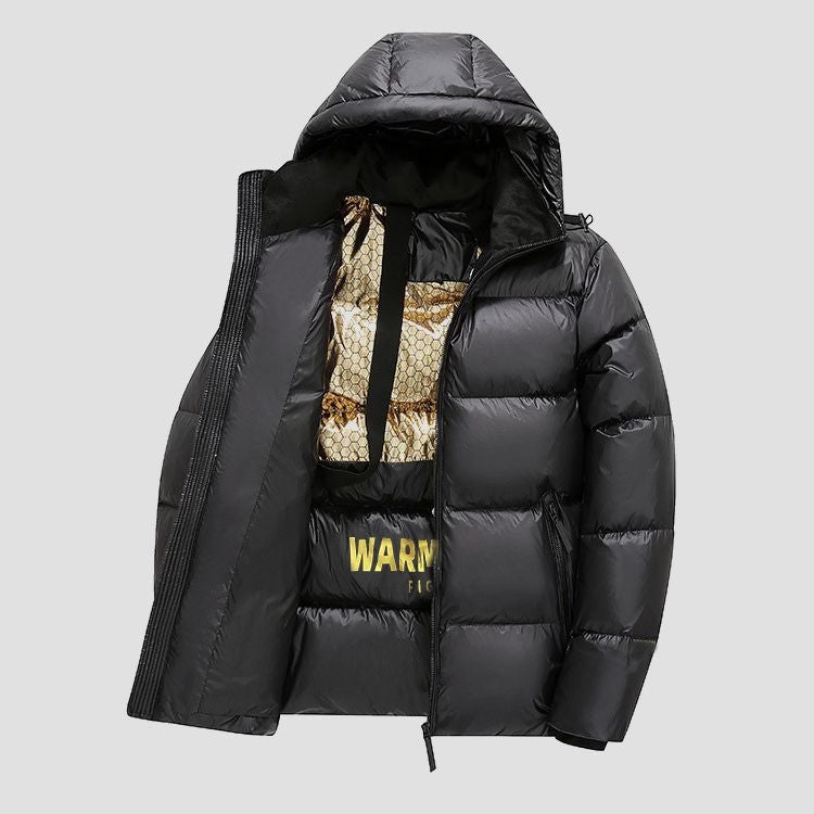 Black Gold Cotton-Padded Coat Winter Cotton-Padded Coat Men'S And Women'S Plus Size Hooded Jacket Cotton-Padded Jacket Thickened Warm - Image 5