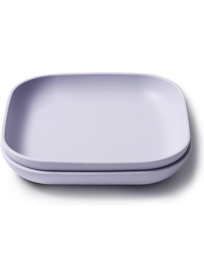 BABELIO Silicone Toddler Plates, 2 Pack Undivided Baby Self Feeding Utensils, BPA Free, Microwave, Oven and Dishwasher Safe (Lilac Grey) - Image 1