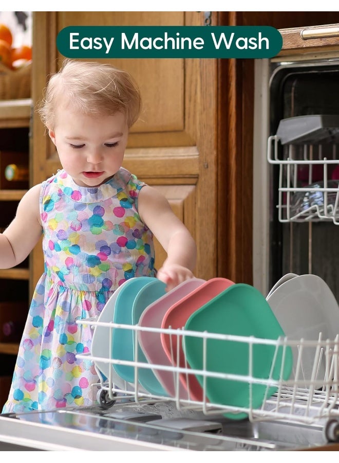 BABELIO Silicone Toddler Plates, 2 Pack Undivided Baby Self Feeding Utensils, BPA Free, Microwave, Oven and Dishwasher Safe (Lilac Grey) - Image 4
