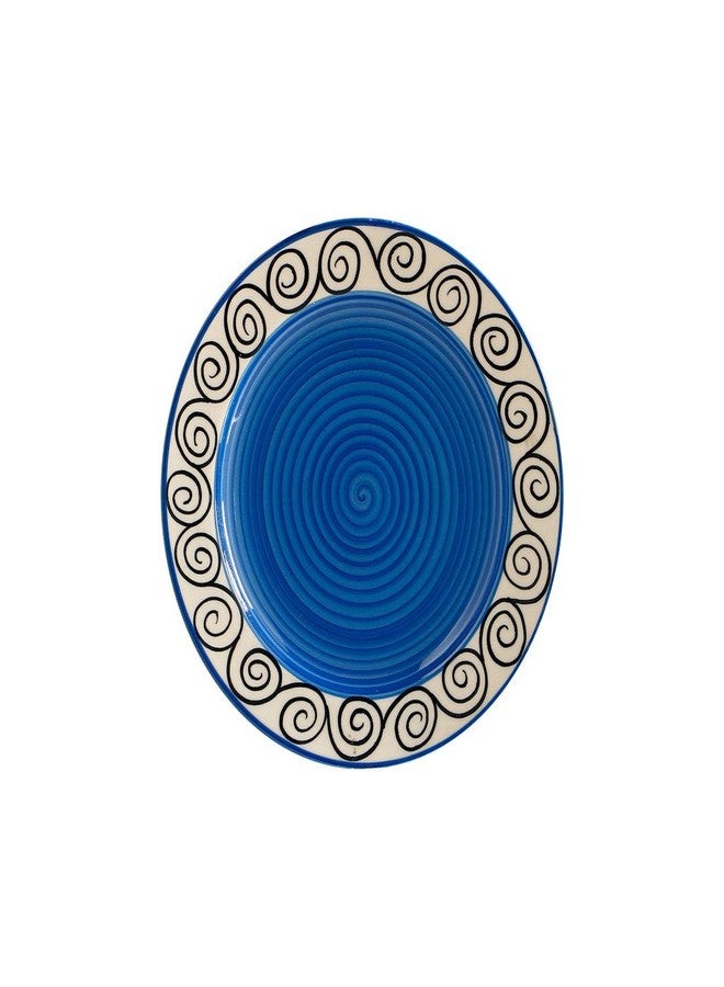 Caffeine Ceramic Handmade Stoneware Blue Doodle Quarter Plate 7”(Set of 1 Dishwasher & Microwave Safe) - Image 1