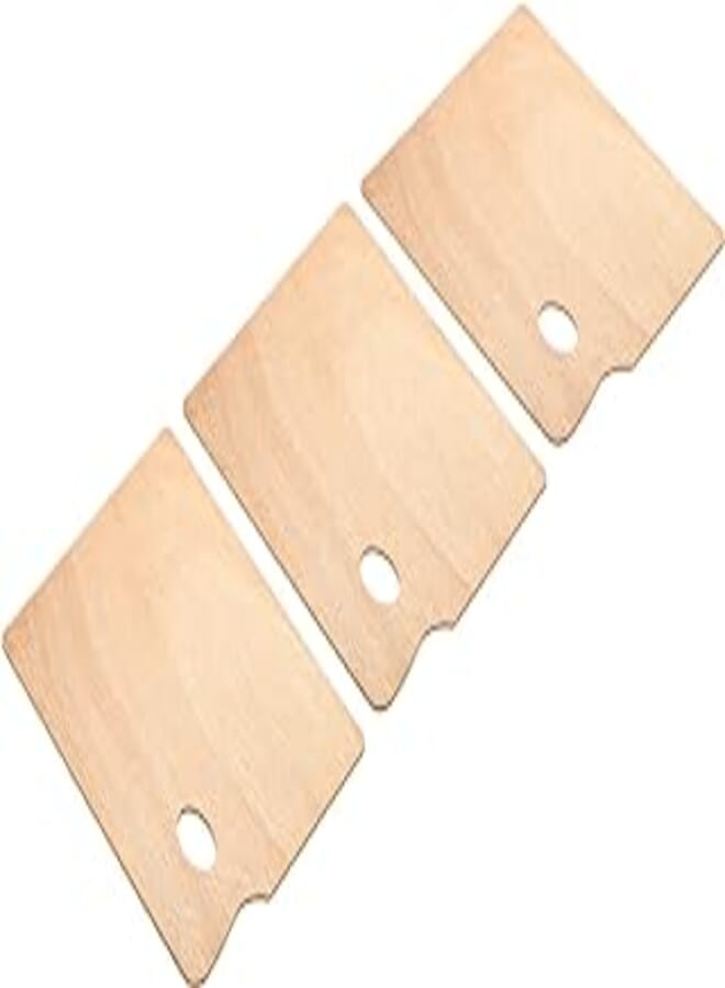 PATIKIL 9" x 12" Paint Tray Palette, 3 Pack Painting Pallet Holder with Thumb Hole Square, Wood Color