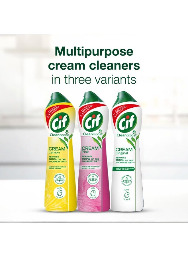 سى اى اف كريم منظف الأسطح الأصلي متعدد الأغراض من Cif للمطبخ والحمام، برائحة نسيم المحيط، إزالة الأوساخ بنسبة 100% مع جزيئات التنظيف الطبيعية، 500 مل - Image 2