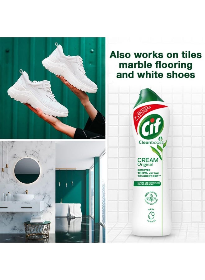 سى اى اف كريم منظف الأسطح الأصلي متعدد الأغراض من Cif للمطبخ والحمام، برائحة نسيم المحيط، إزالة الأوساخ بنسبة 100% مع جزيئات التنظيف الطبيعية، 500 مل - Image 4