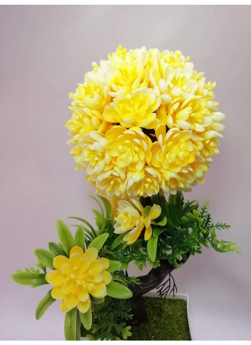 Breewell Breewell Decorative Indoor Flower Vase for Office Desk Decoration for Drawing Room Corner Yellow & Green-BW08  - Image 2