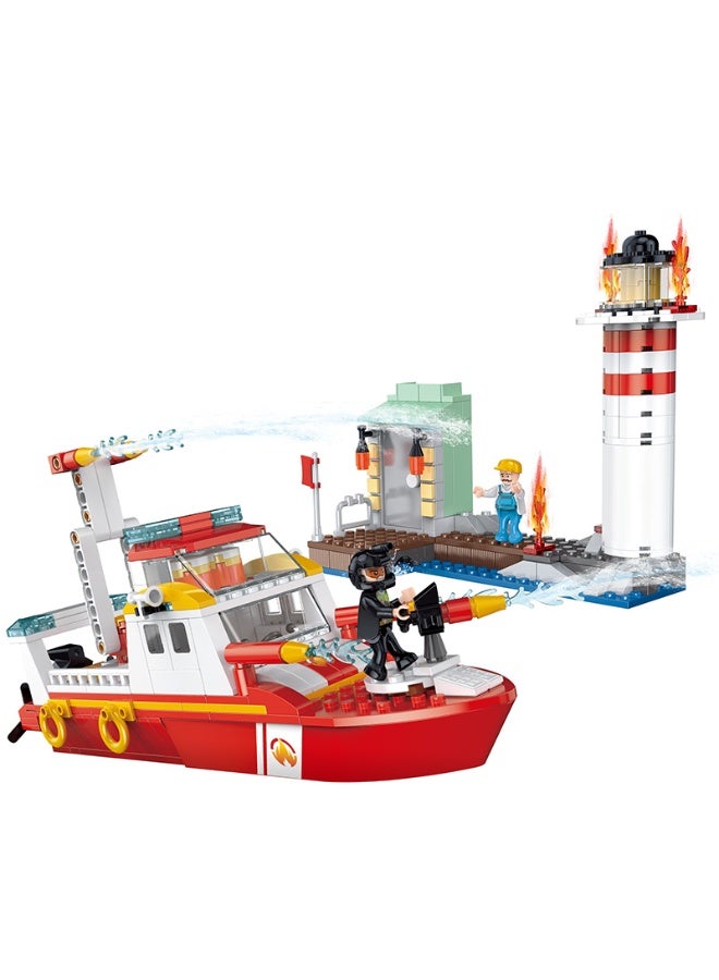 كوجو مجموعة إنقاذ بحري – قارب إطفاء ومنارة – لعبة بناء للأطفال – 411 قطعة - Image 2