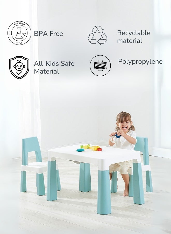Marcolo Table & Two Chairs Set – Durable Kids’ Activity Furniture – BPA-Free, Safe, and Easy to Clean – For Play, Learning, and Dining (Mint) - Image 3