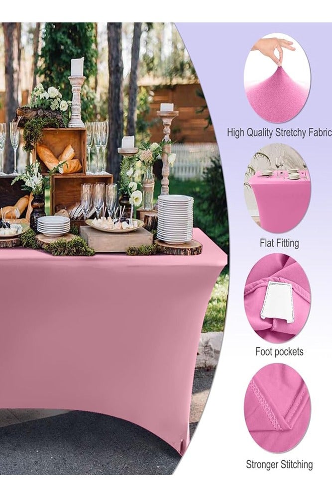 AMERTEER 6FT Stretch Spandex Tablecloth – Washable Wrinkle-Resistant Rectangle Skinny Table Cover for Parties & Business Events - Image 4