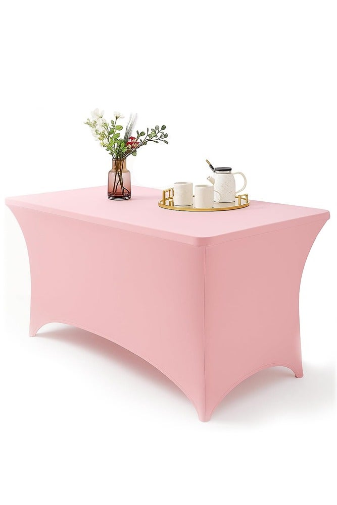 AMERTEER 6FT Stretch Spandex Tablecloth – Washable Wrinkle-Resistant Rectangle Skinny Table Cover for Parties & Business Events - Image 1